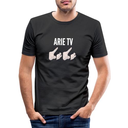 Arie TV- Logo wit - Mannen slim fit T-shirt