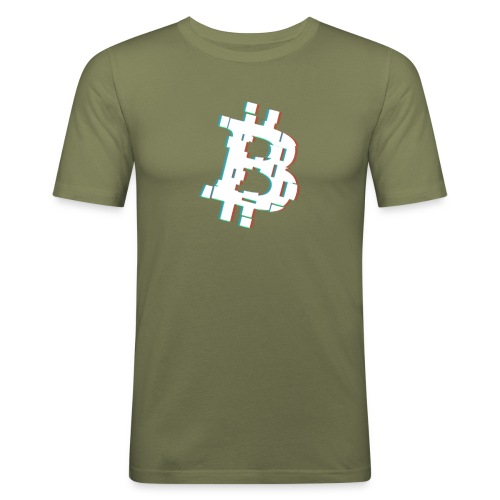 Glitched Bitcoin - Men's Slim Fit T-Shirt
