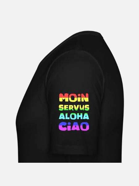 Rainbow lettering Aloha Ciao - Men's Slim Fit T-Shirt - black