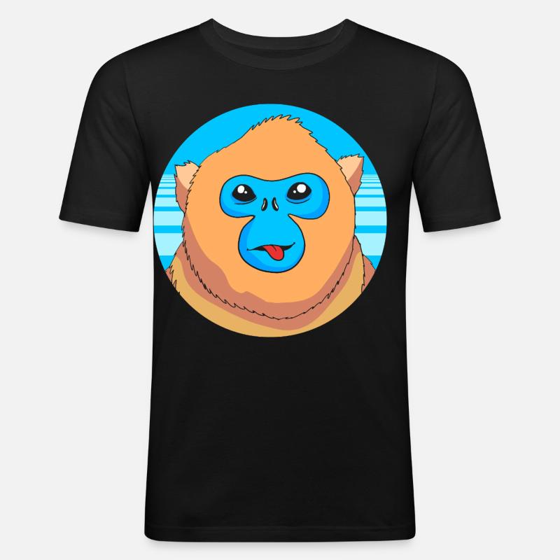Stupsnasenaffe Affe Schimpanse - Männer Slim Fit T-Shirt - Schwarz