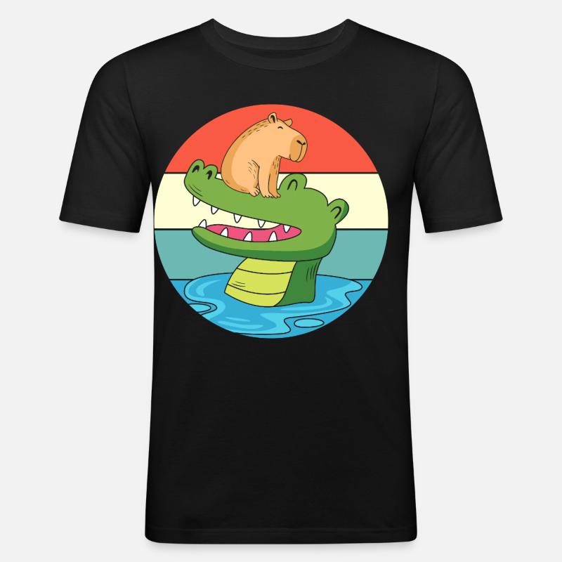 Capybara Capibara - Männer Slim Fit T-Shirt - Schwarz