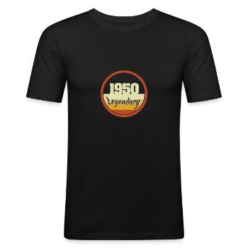 1950 - Männer Slim Fit T-Shirt - Schwarz - Vorne - Nik (191cm)