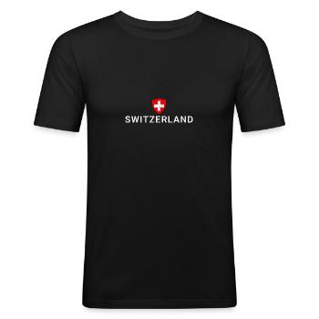 Schweiz - Männer Slim Fit T-Shirt - Schwarz - Vorne - Nik (191cm)