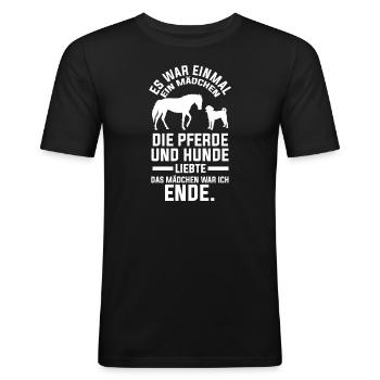 Pferd Hund Hunde Geschenk - Männer Slim Fit T-Shirt - Schwarz - Vorne - Nik (191cm)