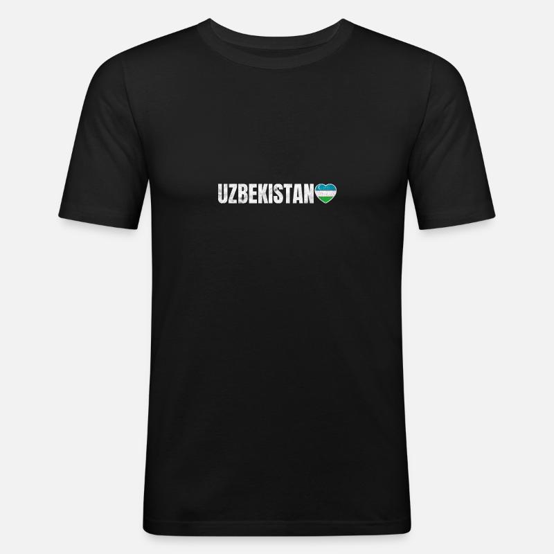 Usbekistan - Männer Slim Fit T-Shirt - Schwarz
