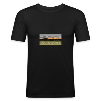 Save the planet - Men's Slim Fit T-Shirt - black - Front - Nik (191cm)