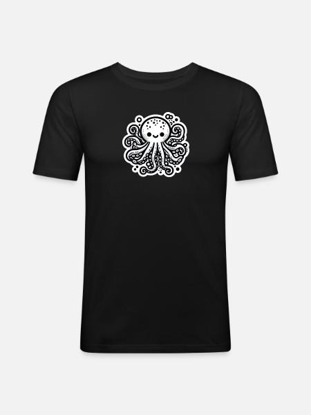 Octopus Octopus White Sticker - Men's Slim Fit T-Shirt - black