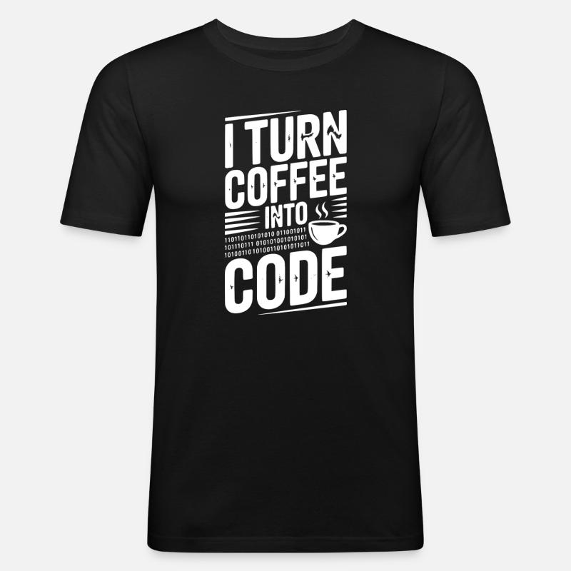 Ich verwandle Kaffee in Code - Männer Slim Fit T-Shirt - Schwarz