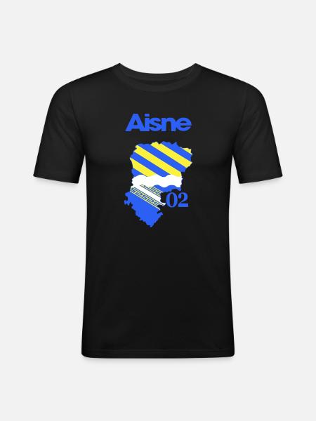 Map of Aisne Blue Yellow 02 - Men's Slim Fit T-Shirt - black