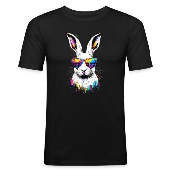 Schneehase Polarhase Albino Kaninchen Weißer Hase - Männer Slim Fit T-Shirt - Schwarz - Vorne - Nik (191cm)