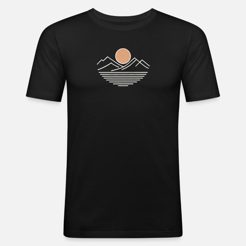 Mountain Sunset - Männer Slim Fit T-Shirt - Schwarz