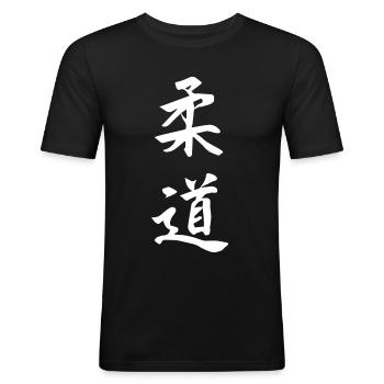 Judo der sanfte Weg Kalligraphie T Shirt & Hoodie - Männer Slim Fit T-Shirt - Schwarz - Vorne - Nik (191cm)