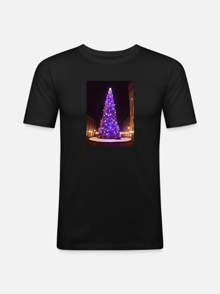 Purple Christmas Tree - Men's Slim Fit T-Shirt - black