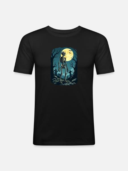 Skeleton in wood - Men's Slim Fit T-Shirt - black