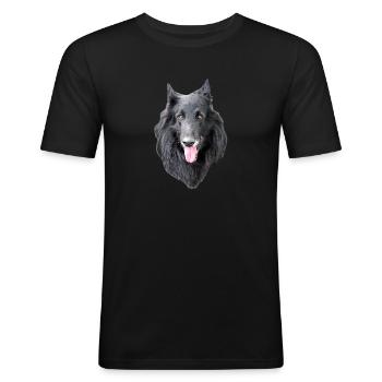 Belgischer Schäferhund Groenendael - Männer Slim Fit T-Shirt - Schwarz - Vorne - Nik (191cm)