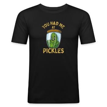 Gewürzgurken Cornichons Spruch Obst Vegan - Männer Slim Fit T-Shirt - Schwarz - Vorne - Nik (191cm)