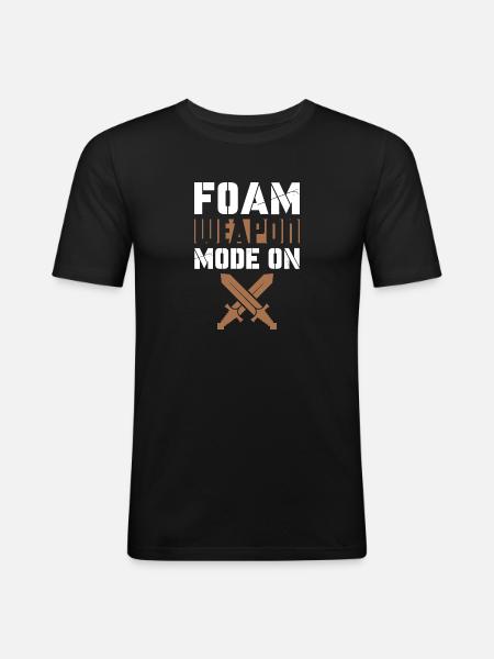 Foam weapon Mode on | Larper - Männer Slim Fit T-Shirt - Schwarz