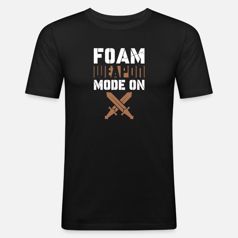 Foam weapon Mode on | Larper - Männer Slim Fit T-Shirt - Schwarz