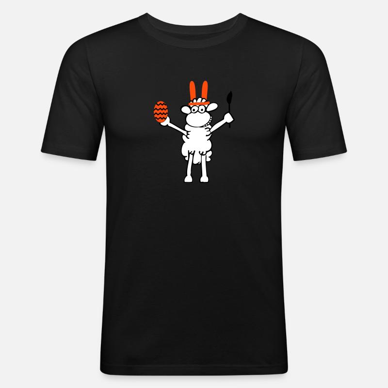 Osterschaf - Männer Slim Fit T-Shirt - Schwarz