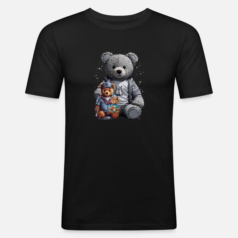 3 Teddy Bears - Men's Slim Fit T-Shirt - black