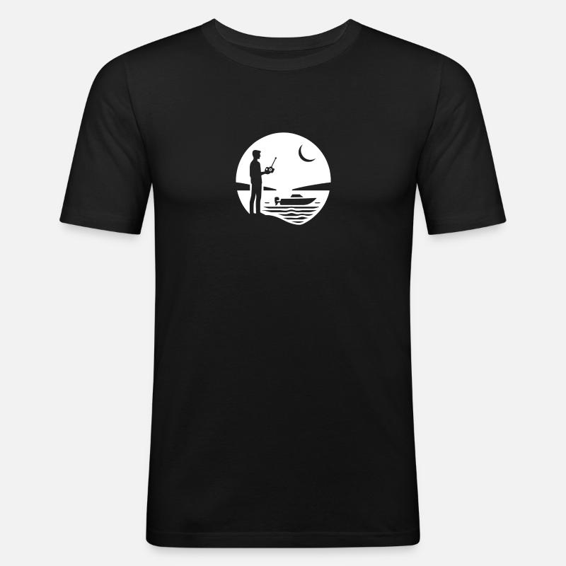 remote-controlled boat silhouette - Men's Slim Fit T-Shirt - black