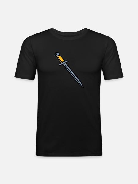 Schwert - Männer Slim Fit T-Shirt - Schwarz