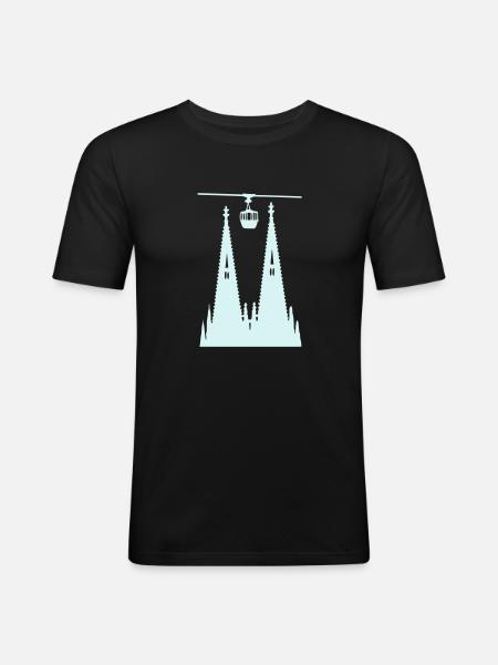 Köln - Domtürme plus Gondel - Männer Slim Fit T-Shirt - Schwarz