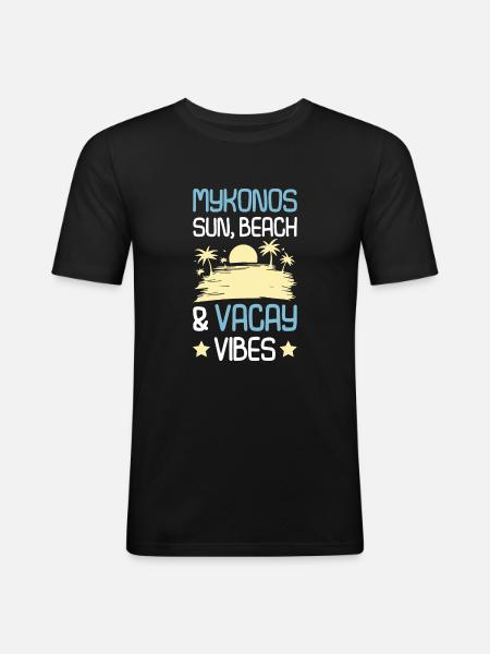 Mykonos Summer Saying - Men's Slim Fit T-Shirt - black