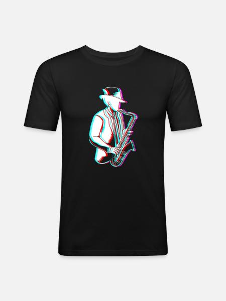 Saxophone Saxophonist - Men's Slim Fit T-Shirt - black