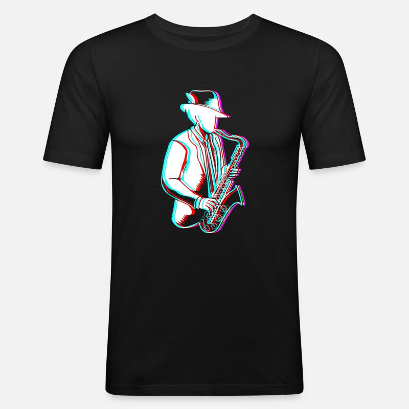 Saxophon Saxophonist - Männer Slim Fit T-Shirt - Schwarz