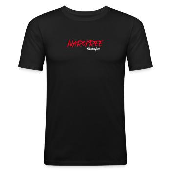 Narzissmus - nein danke - Männer Slim Fit T-Shirt - Schwarz - Vorne - Nik (191cm)