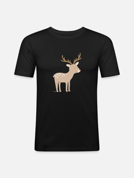 Hirsch - Männer Slim Fit T-Shirt - Schwarz