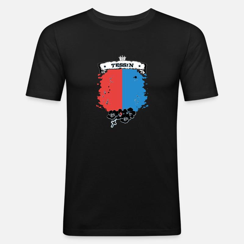 Tessin - Männer Slim Fit T-Shirt - Schwarz