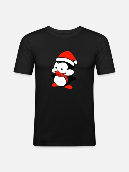 penguin loves Christmas - Men's Slim Fit T-Shirt - black