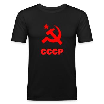 СССР Parti communiste de l’URSS Marteau et faucille - T-shirt près du corps Homme - noir - Devant - Nik (191cm)