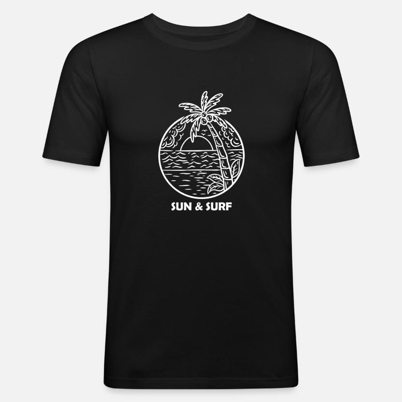 Surfing Surfboard Surfer Geschenkidee - Männer Slim Fit T-Shirt - Schwarz