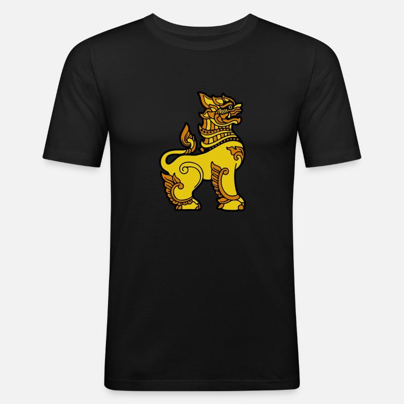 Chinthe, Myanmar, Myanmar - Männer Slim Fit T-Shirt - Schwarz