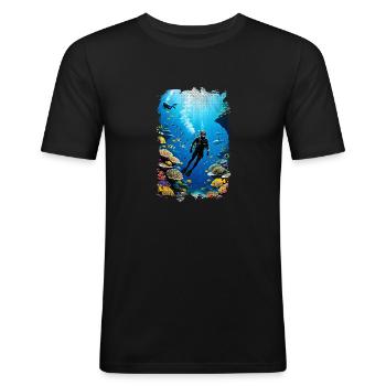 plongée sous marine - T-shirt près du corps Homme - noir - Devant - Nik (191cm)