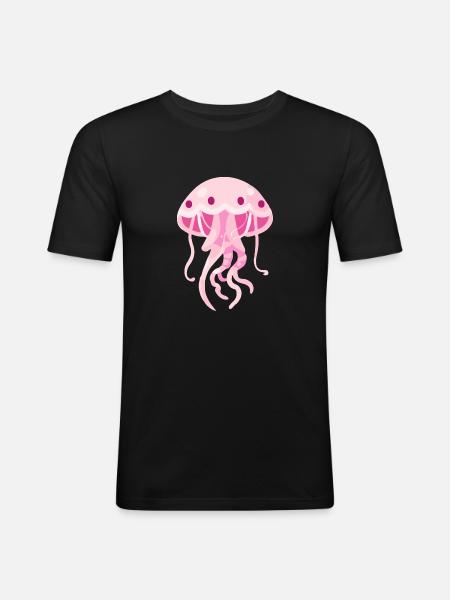 Méduse rose - T-shirt près du corps Homme - noir