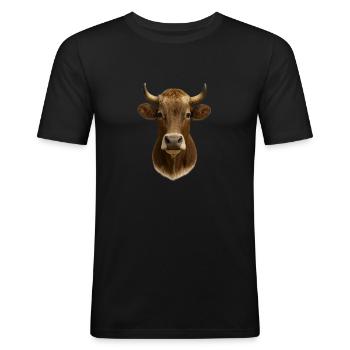 La plus belle vache - T-shirt près du corps Homme - noir - Devant - Nik (191cm)