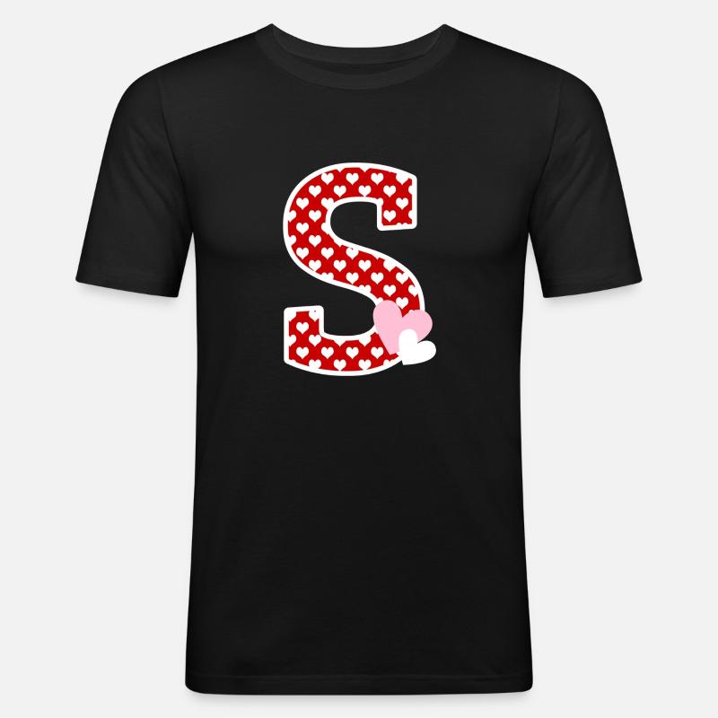 Buchstabe S Herz - Männer Slim Fit T-Shirt - Schwarz