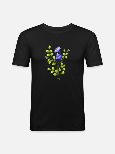 Fleur - T-shirt près du corps Homme - noir