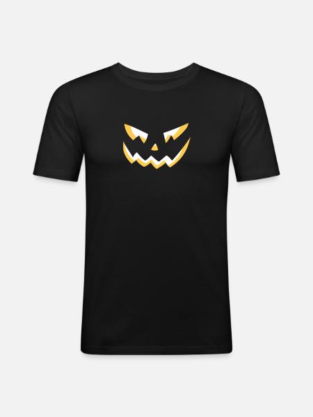 Kürbis Helloween - Männer Slim Fit T-Shirt - Schwarz