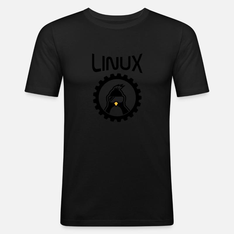 roue linux - T-shirt près du corps Homme - noir