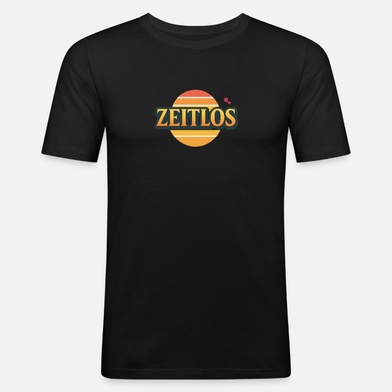 Zeitlos Logo - Männer Slim Fit T-Shirt - Schwarz