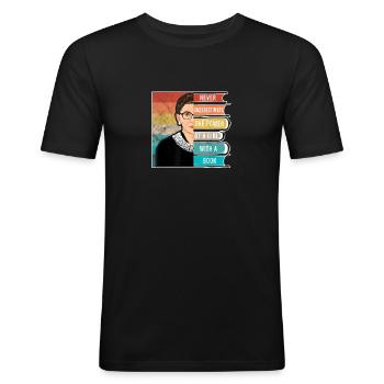 Never Underestimate The Power of A Girl With Book - Men's Slim Fit T-Shirt - black - Front - Nik (191cm)