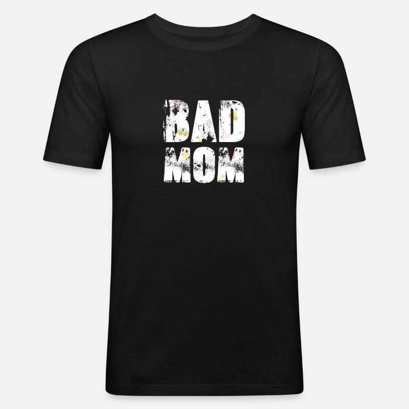 bad mom,mom,graffiti,typo,schrift,icons - Männer Slim Fit T-Shirt - Schwarz