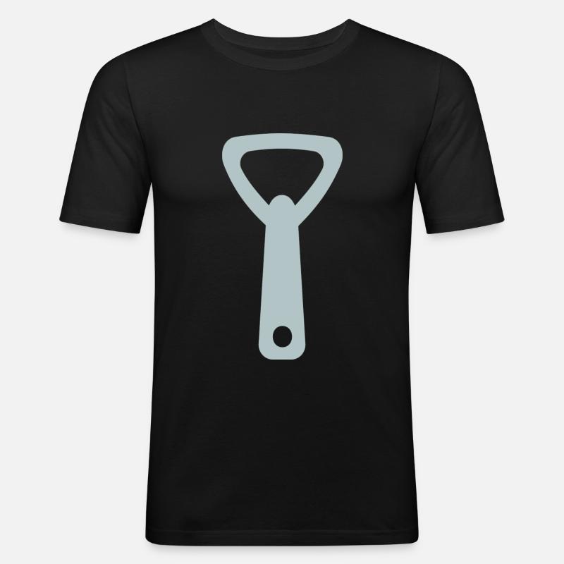 Flaschenöffner - Männer Slim Fit T-Shirt - Schwarz