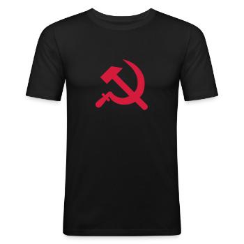 Hammer, Sichel, Russia, UdSSR - Männer Slim Fit T-Shirt - Schwarz - Vorne - Nik (191cm)