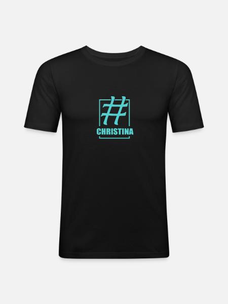 Christina - Männer Slim Fit T-Shirt - Schwarz